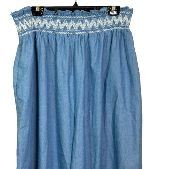 L’atiste By Amy Size XL Mia Chambray Wide Leg Smocked Waist Pants - Picture 3 of 9